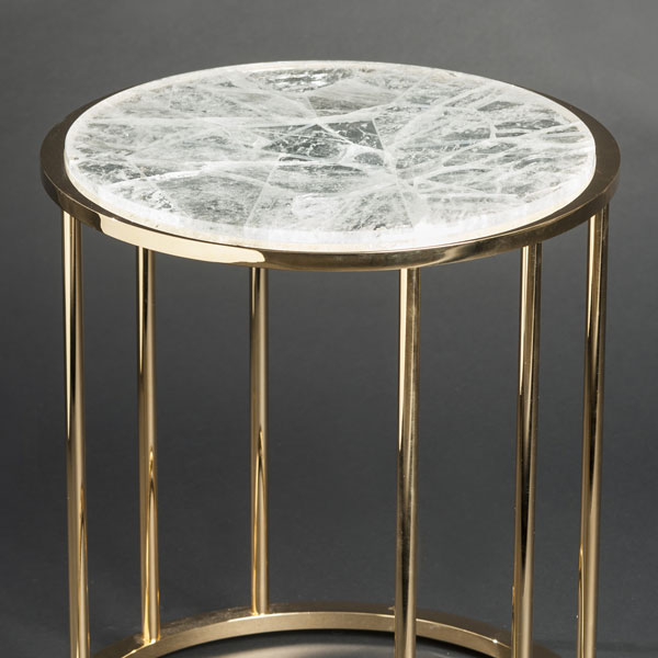 2466  Hyaline quartz round side table (gilt brass)