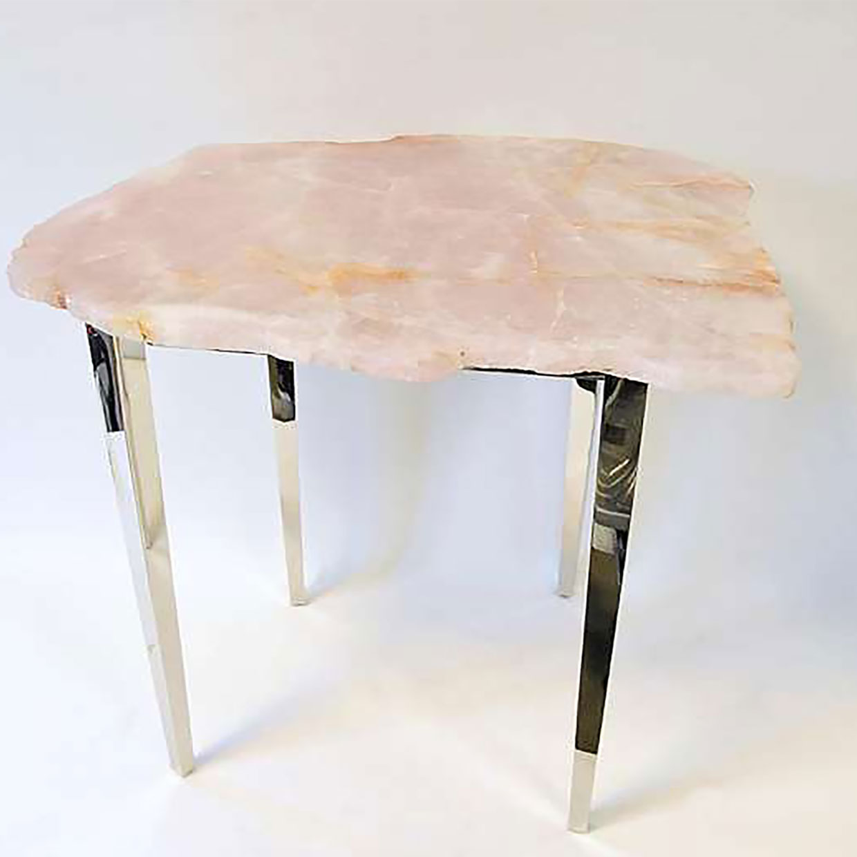 3482 Pink quartz Coffe-table (nickel-plated brass)