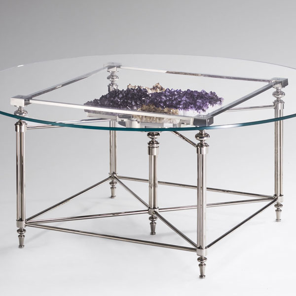  Round table (Amethyst and citrine quartz or Coral)